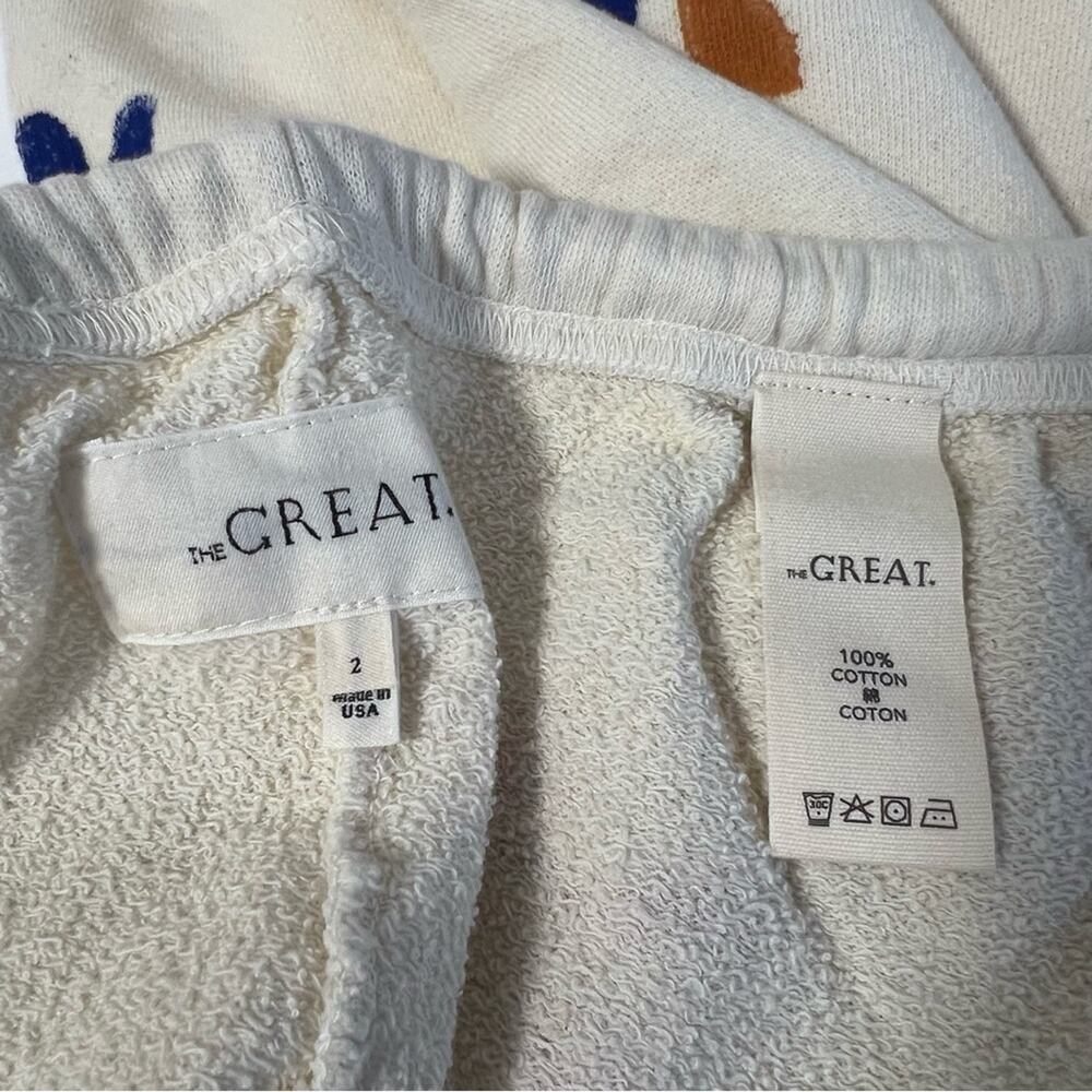 New  The Great. The Stadium Stamped Sweatpants  Washed White Western Floral Sz M - Picture 5 of 6